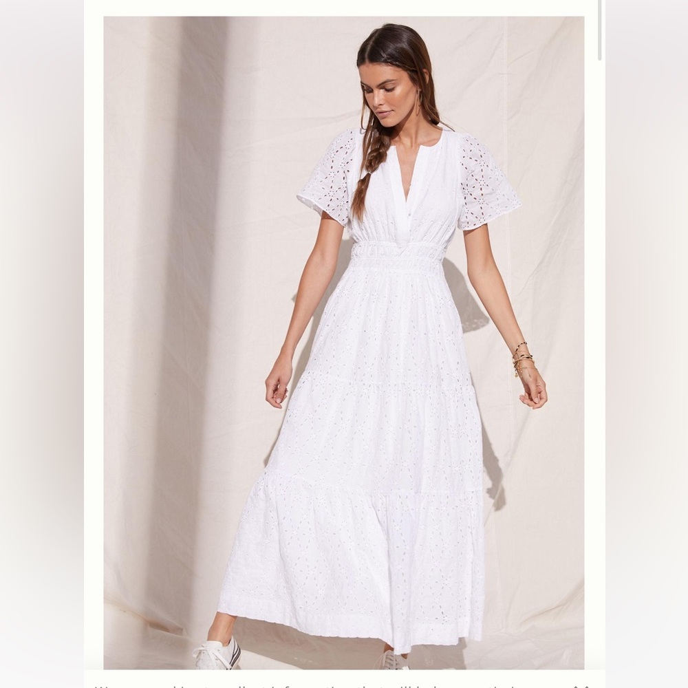 Anthropologie Maeve Somerset White Eyelet Maxi Dress